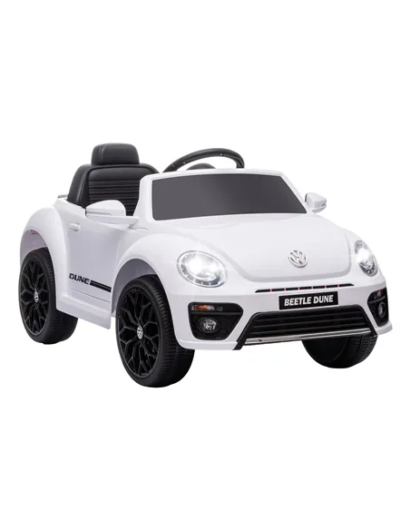 AIYAPLAY Volkswagen Beetle Licensed 12V Ride on Car w/ Remote Control, Suspension Wheels, Soft Start, Lights, Music, White