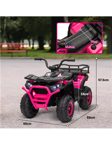 AIYAPLAY 12V Kids Electric Ride on ATV, Battery-Powered Quad Bike w/ Spring Suspension, Forward Backward, Storage Basket, Pink