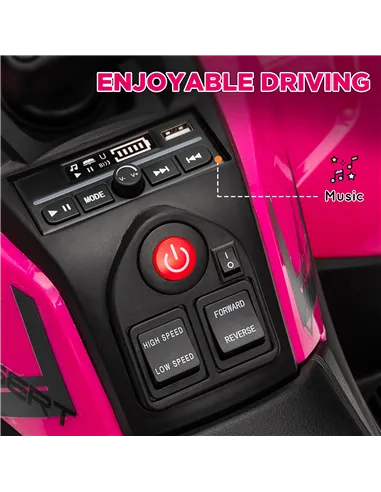 AIYAPLAY 12V Kids Electric Ride on ATV, Battery-Powered Quad Bike w/ Spring Suspension, Forward Backward, Storage Basket, Pink