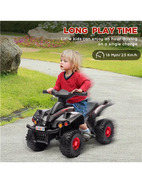 AIYAPLAY 6V Kids Electric Quad Bike w/ Music, Forward Function, for 2-6 Years, Black