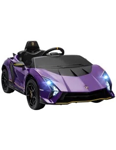 AIYAPLAY 12V Lamborghini Autentica Licensed Kids Electric Car with Remote Control, Four Suspension Wheels, Soft Start, Purple
