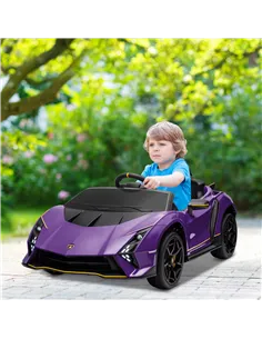 AIYAPLAY 12V Lamborghini Autentica Licensed Kids Electric Car with Remote Control, Four Suspension Wheels, Soft Start, Purple 2