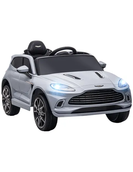 AIYAPLAY Aston Martin DBX Licensed Battery Powered Kids Electric Car, 12V Kids Ride on Car w/ Lights, Music Horn, Grey