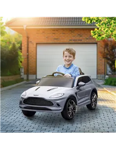 AIYAPLAY Aston Martin DBX Licensed Battery Powered Kids Electric Car, 12V Kids Ride on Car w/ Lights, Music Horn, Grey 2