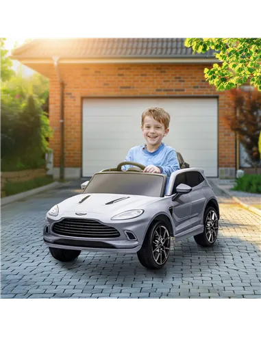 AIYAPLAY Aston Martin DBX Licensed Battery Powered Kids Electric Car, 12V Kids Ride on Car w/ Lights, Music Horn, Grey