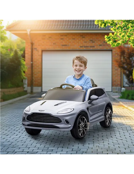 AIYAPLAY Aston Martin DBX Licensed Battery Powered Kids Electric Car, 12V Kids Ride on Car w/ Lights, Music Horn, Grey