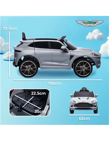 AIYAPLAY Aston Martin DBX Licensed Battery Powered Kids Electric Car, 12V Kids Ride on Car w/ Lights, Music Horn, Grey