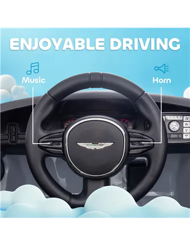 AIYAPLAY Aston Martin DBX Licensed Battery Powered Kids Electric Car, 12V Kids Ride on Car w/ Lights, Music Horn, Grey
