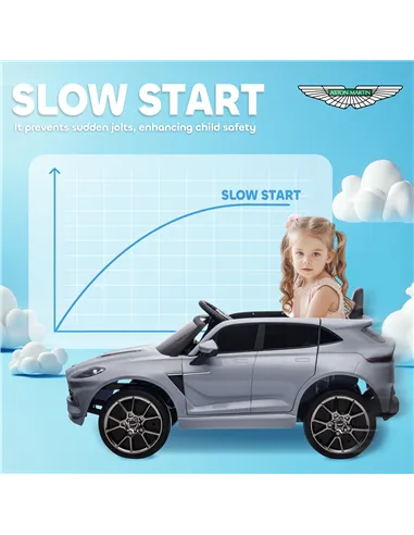 AIYAPLAY Aston Martin DBX Licensed Battery Powered Kids Electric Car, 12V Kids Ride on Car w/ Lights, Music Horn, Grey