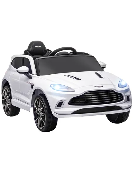 AIYAPLAY Aston Martin DBX Licensed Battery Powered Kids Electric Car, 12V Kids Ride on Car w/ Lights, Music Horn, White