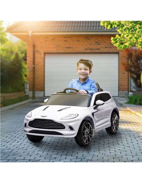 AIYAPLAY Aston Martin DBX Licensed Battery Powered Kids Electric Car, 12V Kids Ride on Car w/ Lights, Music Horn, White