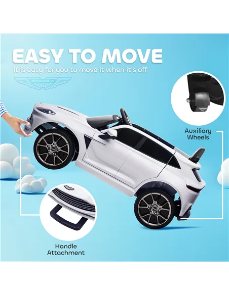 AIYAPLAY Aston Martin DBX Licensed Battery Powered Kids Electric Car, 12V Kids Ride on Car w/ Lights, Music Horn, White
