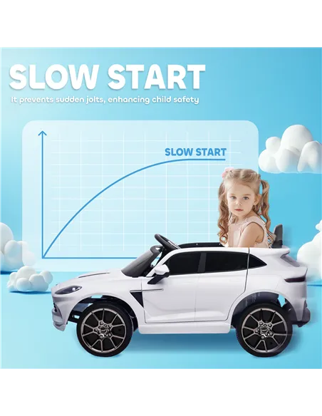 AIYAPLAY Aston Martin DBX Licensed Battery Powered Kids Electric Car, 12V Kids Ride on Car w/ Lights, Music Horn, White
