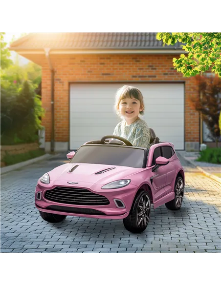 AIYAPLAY Aston Martin DBX Licensed Battery Powered Kids Electric Car, 12V Kids Ride on Car w/ Lights, Music Horn, Pink