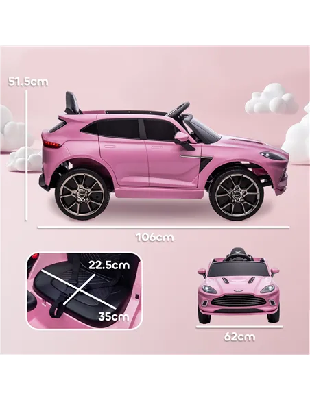 AIYAPLAY Aston Martin DBX Licensed Battery Powered Kids Electric Car, 12V Kids Ride on Car w/ Lights, Music Horn, Pink