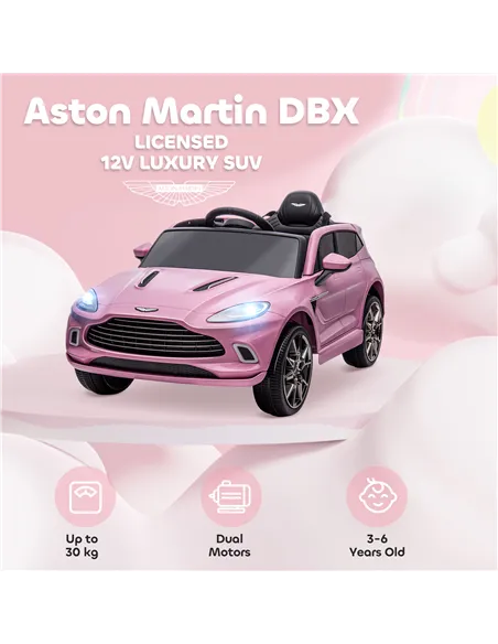 AIYAPLAY Aston Martin DBX Licensed Battery Powered Kids Electric Car, 12V Kids Ride on Car w/ Lights, Music Horn, Pink