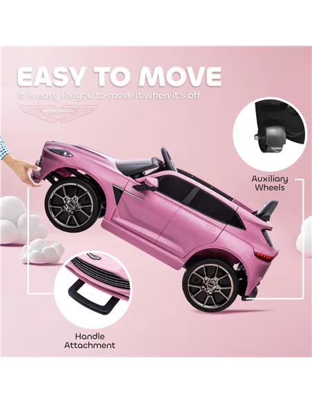 AIYAPLAY Aston Martin DBX Licensed Battery Powered Kids Electric Car, 12V Kids Ride on Car w/ Lights, Music Horn, Pink