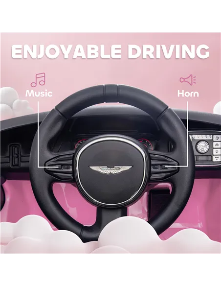 AIYAPLAY Aston Martin DBX Licensed Battery Powered Kids Electric Car, 12V Kids Ride on Car w/ Lights, Music Horn, Pink