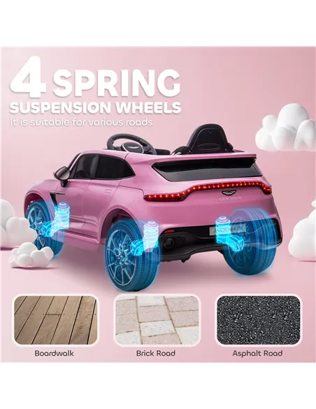 AIYAPLAY Aston Martin DBX Licensed Battery Powered Kids Electric Car, 12V Kids Ride on Car w/ Lights, Music Horn, Pink
