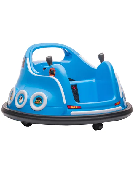 AIYAPLAY Angry Bird Licensed Waltzer Car, 12V Kids Bumper Car w/ Joysticks, Remote, Music LED Lights, Blue
