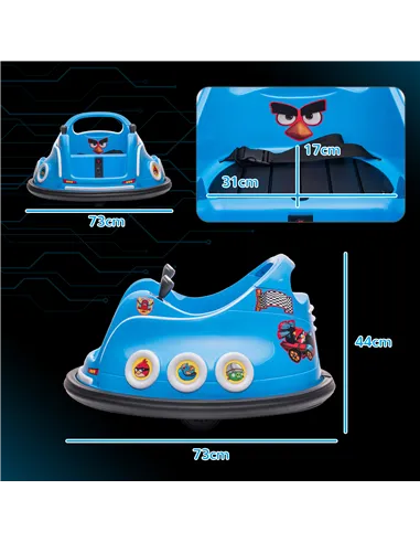 AIYAPLAY Angry Bird Licensed Waltzer Car, 12V Kids Bumper Car w/ Joysticks, Remote, Music LED Lights, Blue