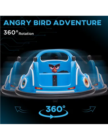 AIYAPLAY Angry Bird Licensed Waltzer Car, 12V Kids Bumper Car w/ Joysticks, Remote, Music LED Lights, Blue
