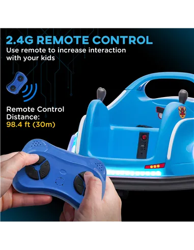 AIYAPLAY Angry Bird Licensed Waltzer Car, 12V Kids Bumper Car w/ Joysticks, Remote, Music LED Lights, Blue