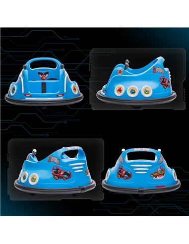 AIYAPLAY Angry Bird Licensed Waltzer Car, 12V Kids Bumper Car w/ Joysticks, Remote, Music LED Lights, Blue