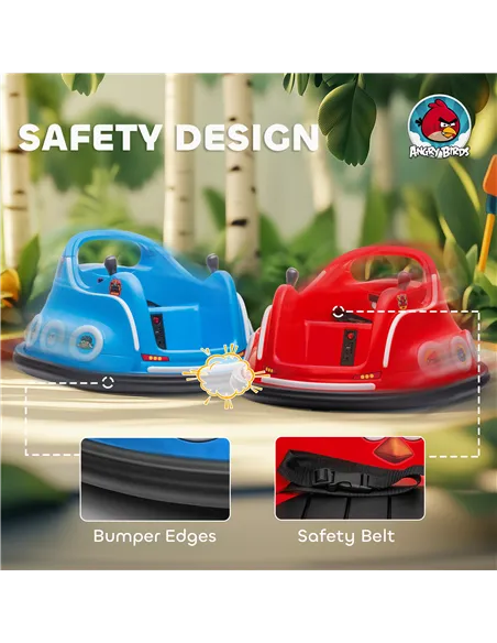 AIYAPLAY Angry Bird Licensed Waltzer Car, 12V Kids Bumper Car w/ Joysticks, Remote, Music LED Lights, Red