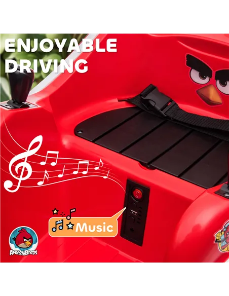 AIYAPLAY Angry Bird Licensed Waltzer Car, 12V Kids Bumper Car w/ Joysticks, Remote, Music LED Lights, Red