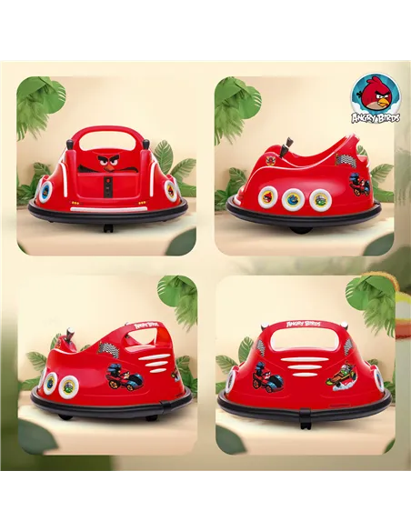 AIYAPLAY Angry Bird Licensed Waltzer Car, 12V Kids Bumper Car w/ Joysticks, Remote, Music LED Lights, Red