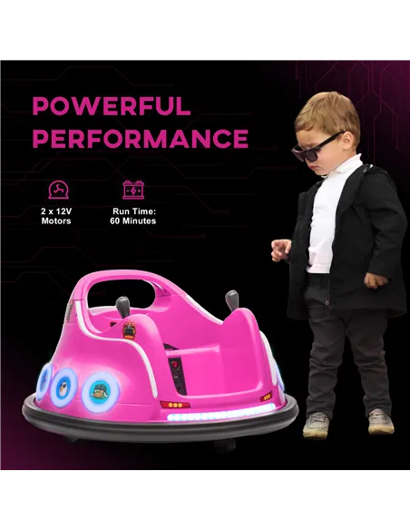 AIYAPLAY Angry Bird Licensed Waltzer Car, 12V Kids Bumper Car w/ Joysticks, Remote, Music LED Lights, Pink
