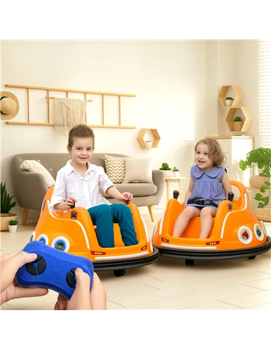 AIYAPLAY Angry Bird Licensed Waltzer Car, 12V Kids Bumper Car w/ Joysticks, Remote, Music LED Lights, Orange