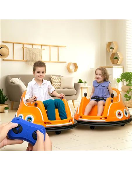 AIYAPLAY Angry Bird Licensed Waltzer Car, 12V Kids Bumper Car w/ Joysticks, Remote, Music LED Lights, Orange