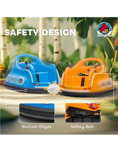 AIYAPLAY Angry Bird Licensed Waltzer Car, 12V Kids Bumper Car w/ Joysticks, Remote, Music LED Lights, Orange