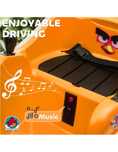 AIYAPLAY Angry Bird Licensed Waltzer Car, 12V Kids Bumper Car w/ Joysticks, Remote, Music LED Lights, Orange