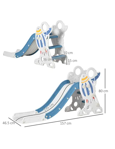 AIYAPLAY Space-Themed Baby Slide, Indoor Freestanding Kids Slide, for Ages 1.5-3 Years - Blue
