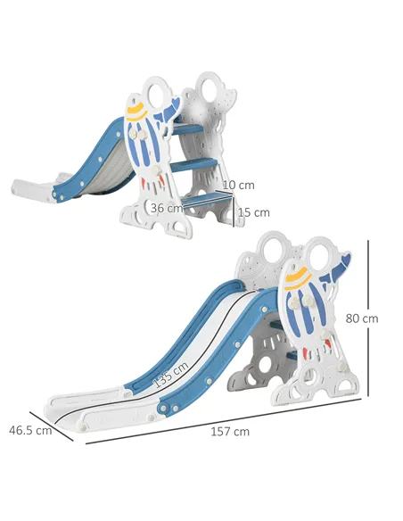 AIYAPLAY Space-Themed Baby Slide, Indoor Freestanding Kids Slide, for Ages 1.5-3 Years - Blue