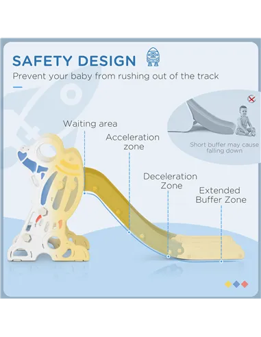 AIYAPLAY Space-Themed Baby Slide, Indoor Freestanding Kids Slide, for Ages 1.5-3 Years - Blue