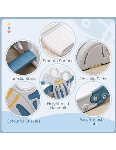 AIYAPLAY Space-Themed Baby Slide, Indoor Freestanding Kids Slide, for Ages 1.5-3 Years - Blue