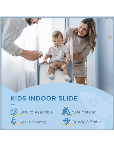 AIYAPLAY Space-Themed Baby Slide, Indoor Freestanding Kids Slide, for Ages 1.5-3 Years - Blue