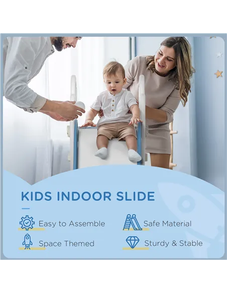 AIYAPLAY Space-Themed Baby Slide, Indoor Freestanding Kids Slide, for Ages 1.5-3 Years - Blue