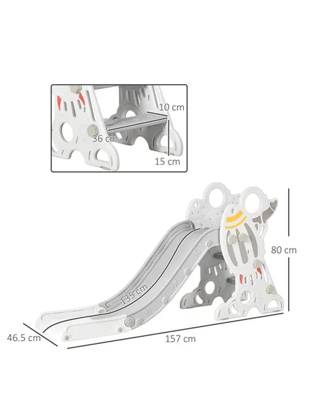 AIYAPLAY Space-Themed Baby Slide Freestanding Slide for Kids, for Ages 1.5-3 Years - Grey