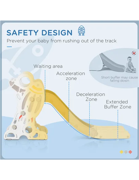 AIYAPLAY Space-Themed Baby Slide Freestanding Slide for Kids, for Ages 1.5-3 Years - Grey