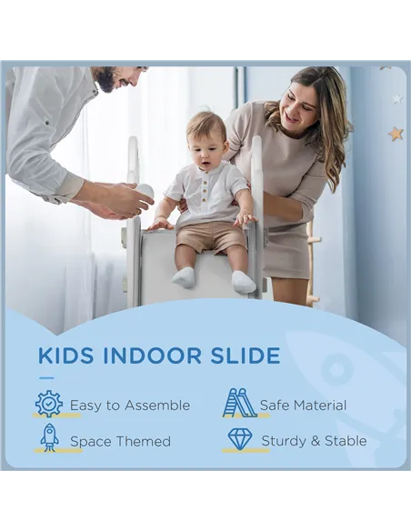 AIYAPLAY Space-Themed Baby Slide Freestanding Slide for Kids, for Ages 1.5-3 Years - Grey