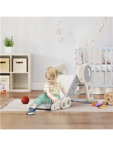 AIYAPLAY Foldable Kids Slide, Freestanding Baby Slide, for Ages 1.5-3 Years, Grey & Beige