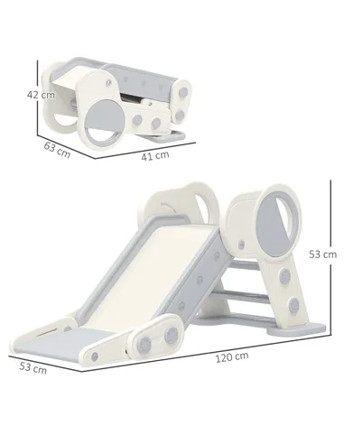 AIYAPLAY Foldable Kids Slide, Freestanding Baby Slide, for Ages 1.5-3 Years, Grey & Beige