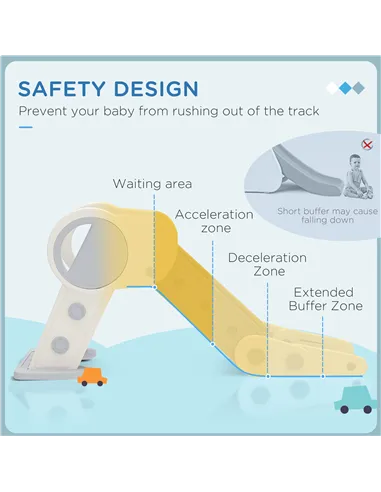 AIYAPLAY Foldable Kids Slide, Freestanding Baby Slide, for Ages 1.5-3 Years, Grey & Beige