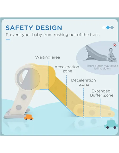 AIYAPLAY Foldable Kids Slide, Freestanding Baby Slide, for Ages 1.5-3 Years, Grey & Beige