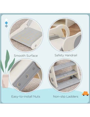 AIYAPLAY Foldable Kids Slide, Freestanding Baby Slide, for Ages 1.5-3 Years, Grey & Beige